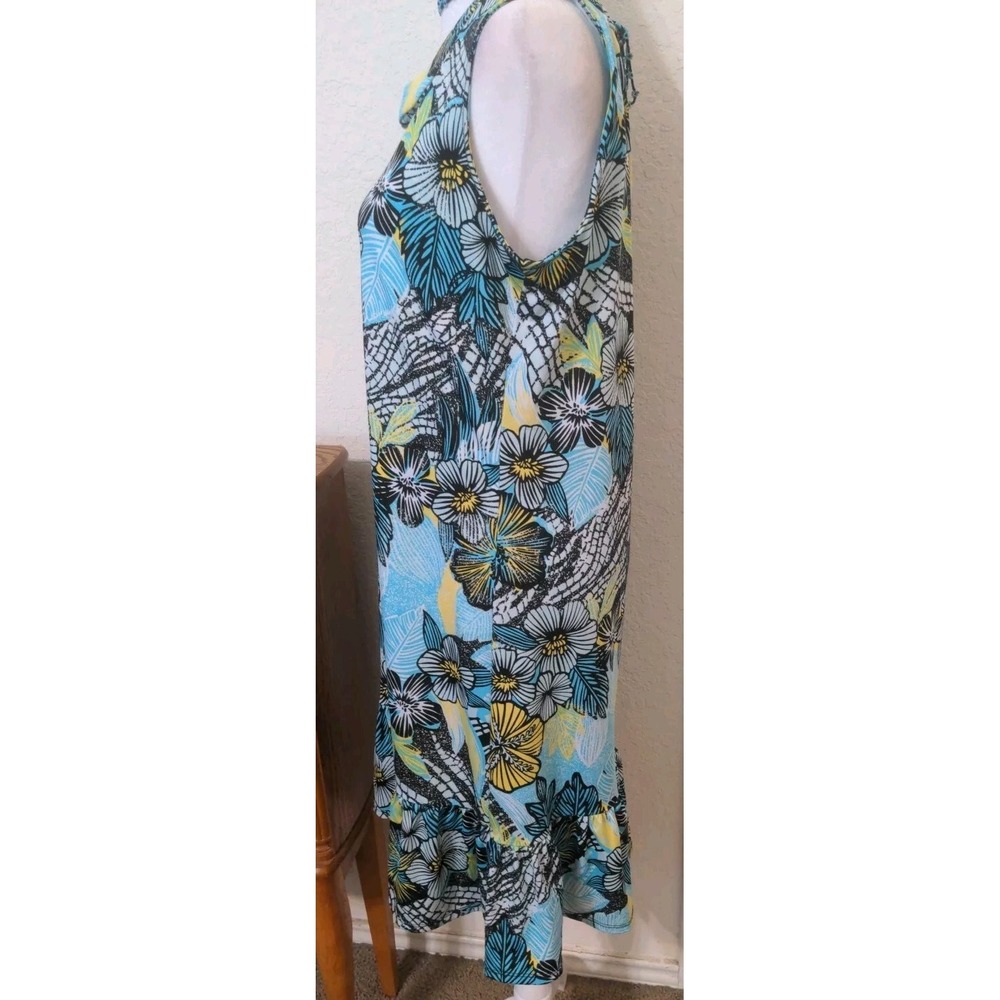 NY Collection Women's Sleeveless Teal & Black Dress. Size M - Picture 5 of 8